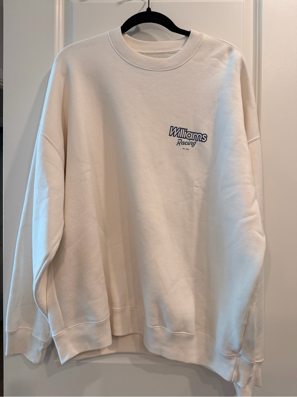 Abercrombie & Fitch Cream Crewneck with Navy Logo